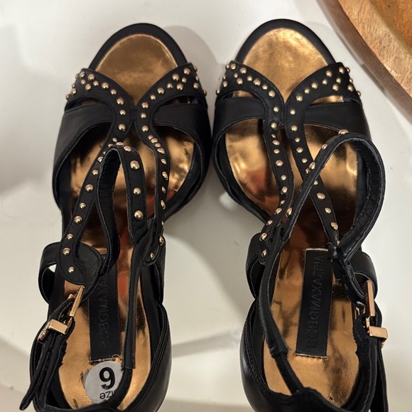 BCBGMaxAzria Black and Gold Studded Heels - Picture 6 of 10